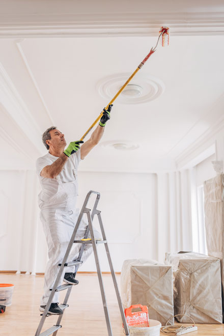 Painter painting the ceiling